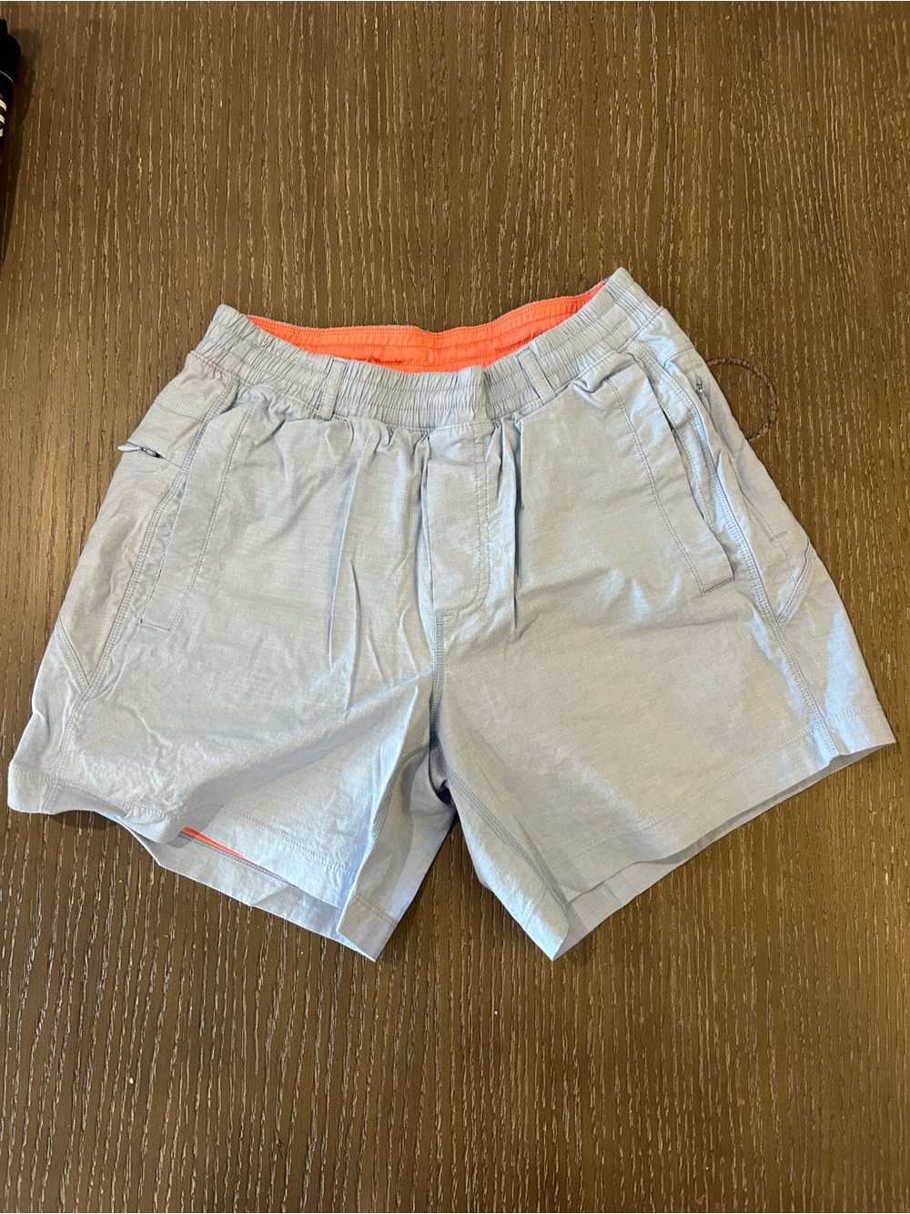 Birddogs Light Blue Athletic Shorts with Coral Waistband